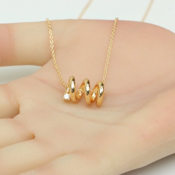 Minimal Spiral Pendant Rose Gold Necklace, XPNL0221 - Picture 2 of 13